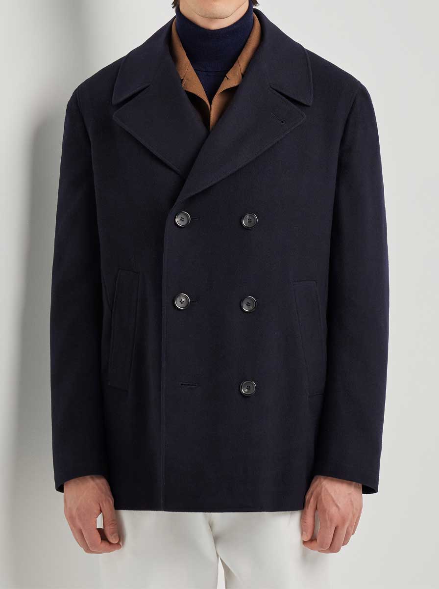 Canali Coats Canali - Double Breasted Wool Navy Pea-Coat