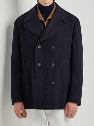 Canali Coats Canali - Double Breasted Wool Navy Pea-Coat
