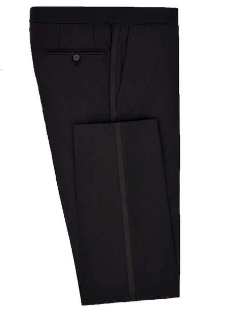 Canali Dress Suits Canali - Flat Front Black Tuxedo Trousers