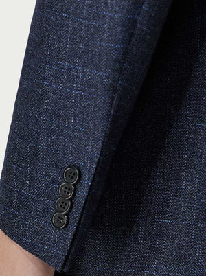 Canali Jacket/Blazer Canali - Navy Herringbone Wool, Silk, Cashmere Blazer