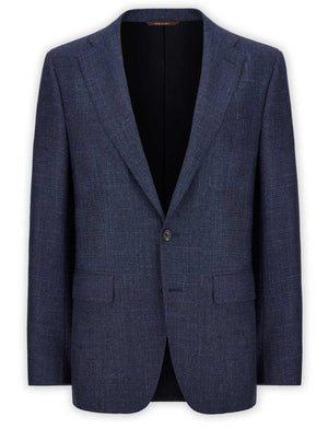 Canali Jacket/Blazer Canali - Navy Herringbone Wool, Silk, Cashmere Blazer