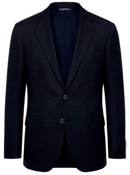 Canali Jacket/Blazer Canali - Neat Textured Wool Navy Blazer