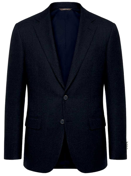 Canali Jacket/Blazer Canali - Neat Textured Wool Navy Blazer