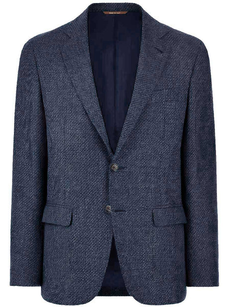 Canali Jacket/Blazer Canali - Textured Wool Denim Blue Blazer