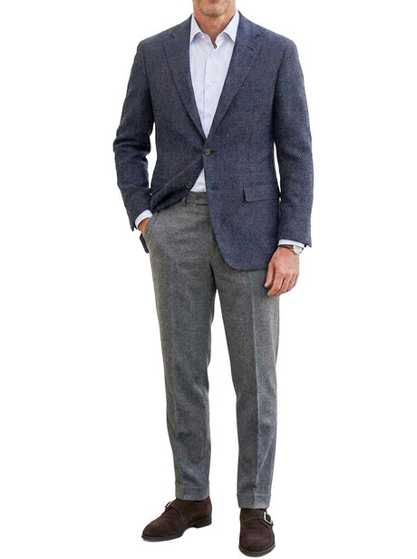 Canali Jacket/Blazer Canali - Textured Wool Denim Blue Blazer