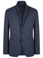 Canali Jacket/Blazer Canali - Textured Wool, Silk & Linen Denim Blue Jersey Jacket