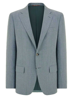 Canali Jacket/Blazer Canali - Textured Wool, Silk & Linen Turquoise Blazer