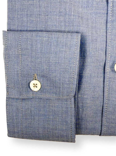 Canali Shirts Canali - Casual Shirt -  Brushed Cotton Blue Herringbone