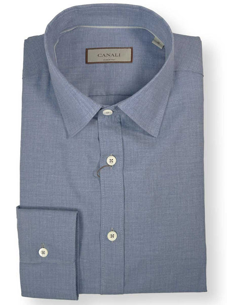 Canali Shirts Canali - Casual Shirt -  Brushed Cotton Blue Herringbone