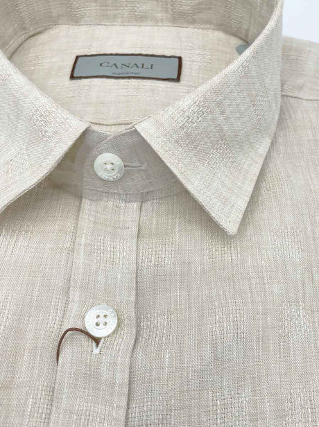 Canali Shirts Canali - Linen Box Weave Short Sleeve Shirt 124