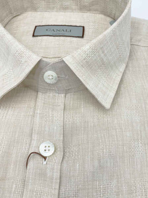 Canali Shirts Canali - Linen Box Weave Short Sleeve Shirt 124