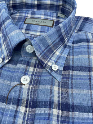 Canali Shirts Canali - Multi Check Button Down Linen Shirt