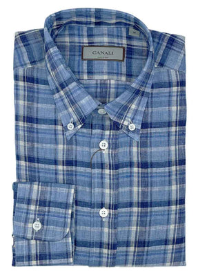 Canali Shirts Canali - Multi Check Button Down Linen Shirt