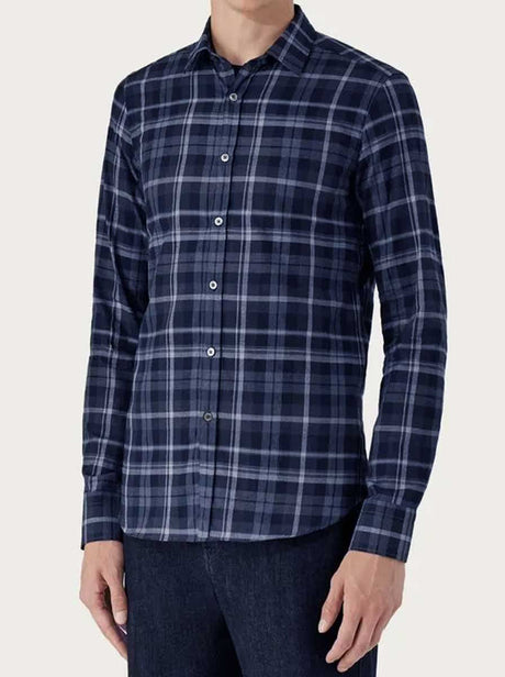 Canali Shirts Canali - Navy Multi Check Cotton Shirt