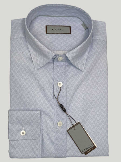 Canali Shirts Canali - Textured Print Cotton Light Blue Casual Shirt