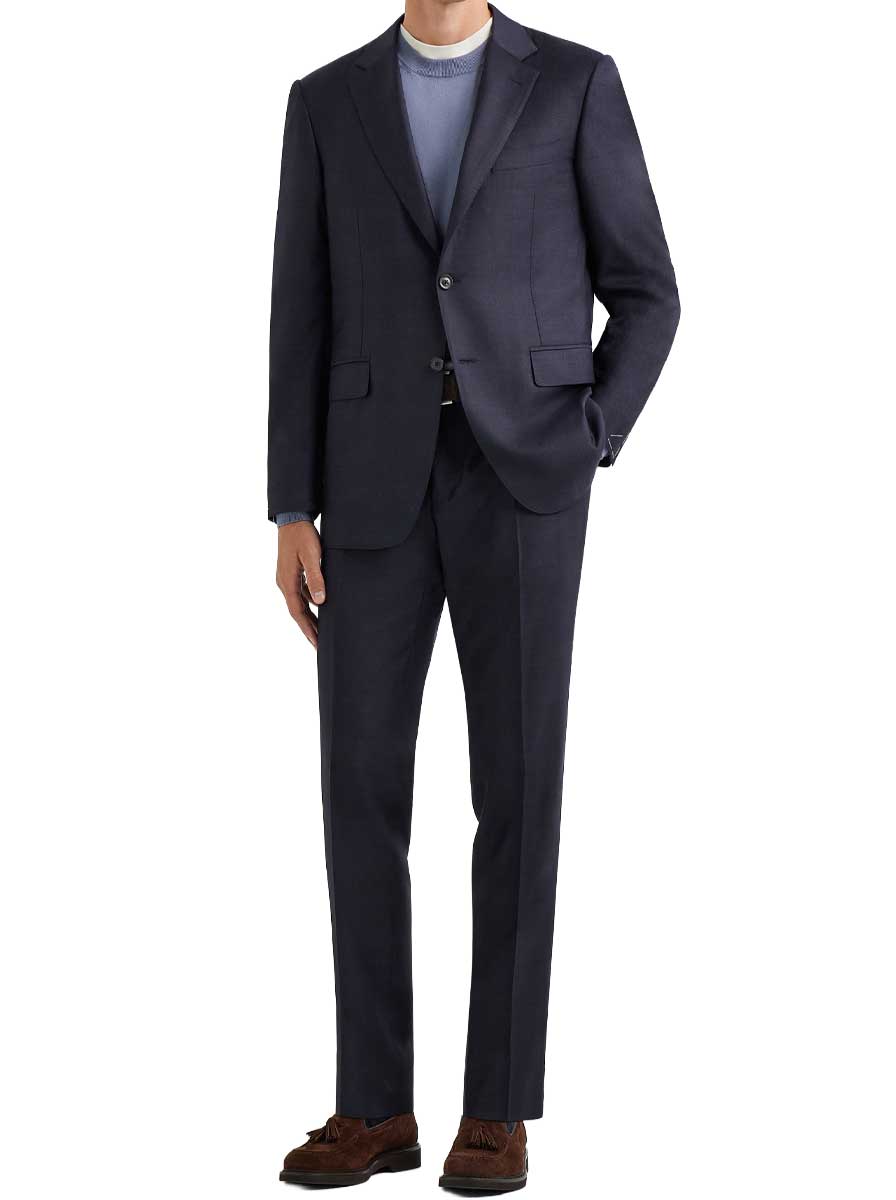 Canali Suits Canali - Prince of Wales Wool Navy Suit