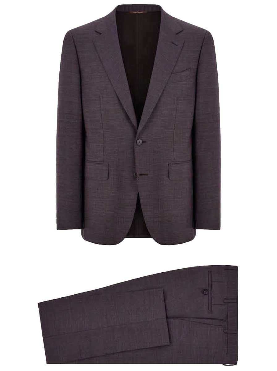 Canali Suits Canali - Textured Wool Plumb Brown Suit