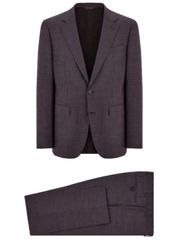 Canali Suits Canali - Textured Wool Plumb Brown Suit
