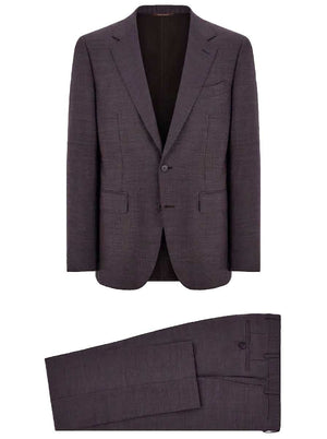 Canali Suits Canali - Textured Wool Plumb Brown Suit