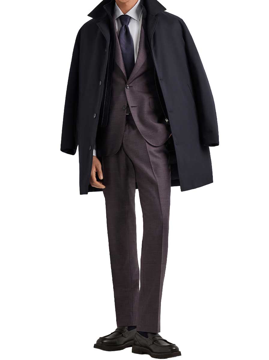 Canali Suits Canali - Textured Wool Plumb Brown Suit