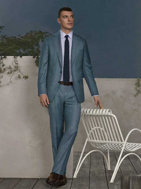 Canali Suits Canali - Textured Wool Turquoise Suit