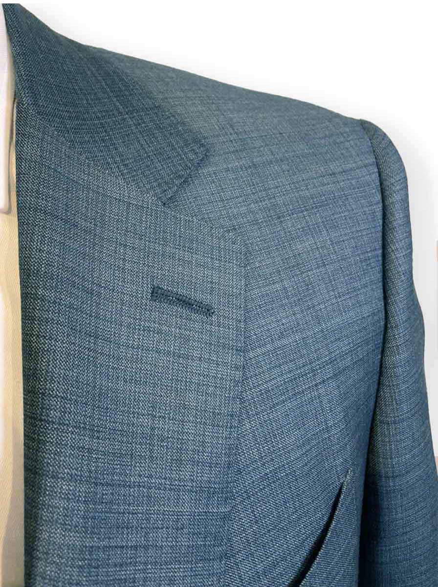Canali Suits Canali - Turquoise Micro Check Textured Wool Blue Suit