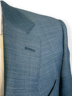 Canali Suits Canali - Turquoise Micro Check Textured Wool Blue Suit