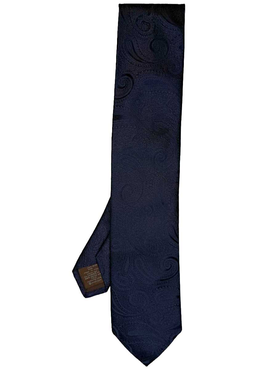 Canali Ties Canali Paisley Woven Navy Tie