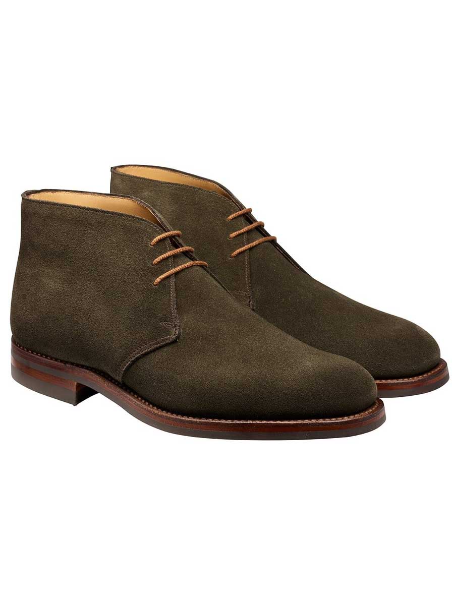 Crockett & Jones Shoes & Boots Crockett & Jones - Chiltern Earth Green Suede Chukka Boot