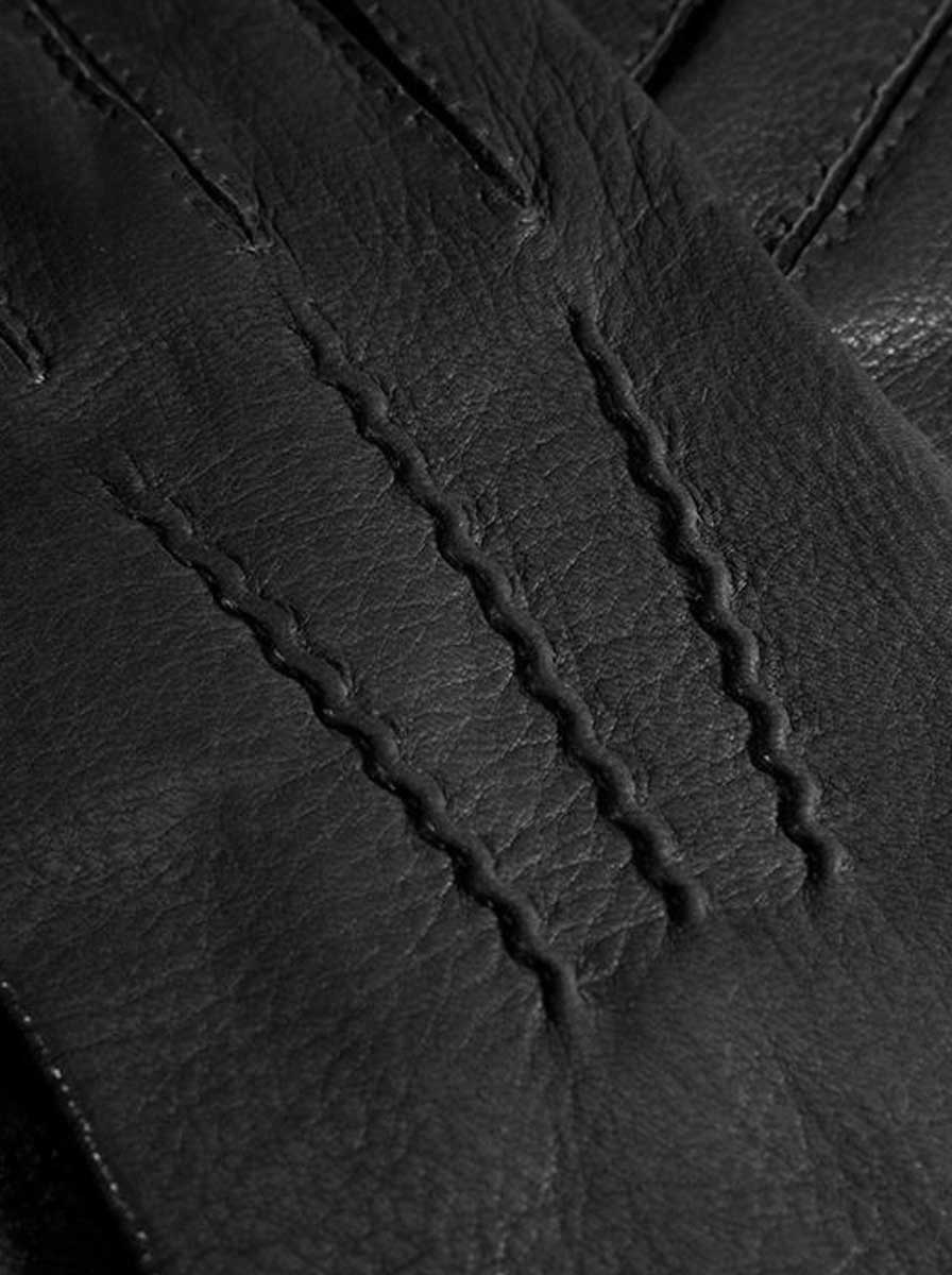 Dents Gloves Dents - Black Hand-sewn Three-Point Cashmere-Lined Deerskin Gloves