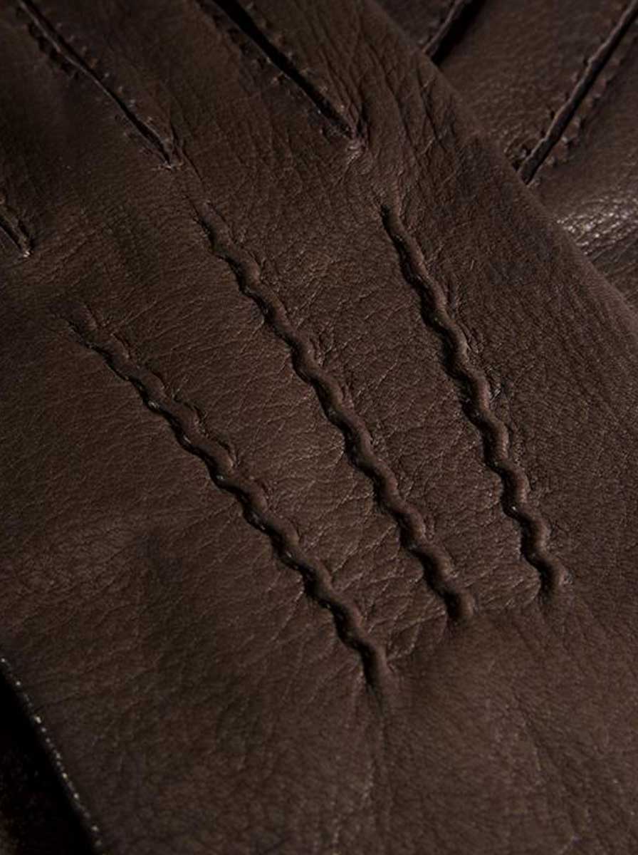 Dents Gloves Dents - Brown Hand-sewn Three-Point Cashmere-Lined Deerskin Gloves