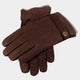 Dents Gloves Dents - Brown Hand-sewn Three-Point Cashmere-Lined Deerskin Leather Gloves with Cashmere Cuffs