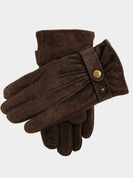 Dents Gloves Dents - Brown Three-Point Fleece-Lined Suede Gloves