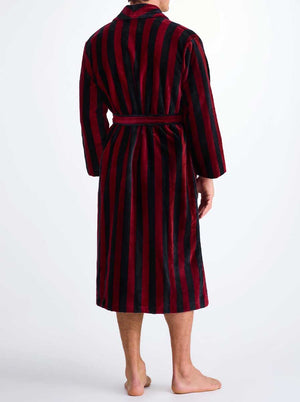 Derek Rose Robe Derek Rose - Terry Cotton Navy/Red Striped Bathrobe