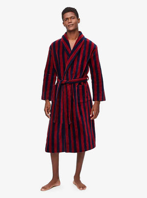 Derek Rose Robe Derek Rose - Terry Cotton Striped Bathrobe