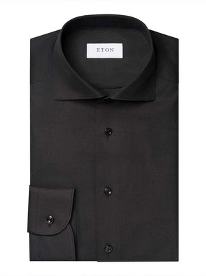 Eton Shirts Eton - B��lack Semi So�id Sign�ture Dobb�y Shirt