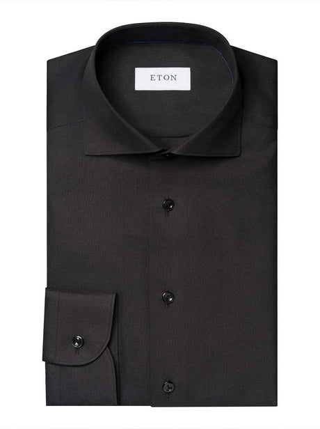 Eton Shirts Eton - B��lack Semi So�id Sign�ture Dobb�y Shirt