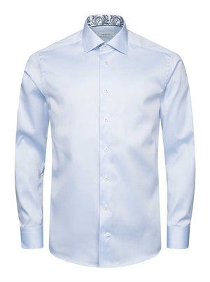 Eton Shirts Eton - Blue Floral Effect Signature Twill Shirt