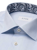 Eton Shirts Eton - Blue Floral Effect Signature Twill Shirt