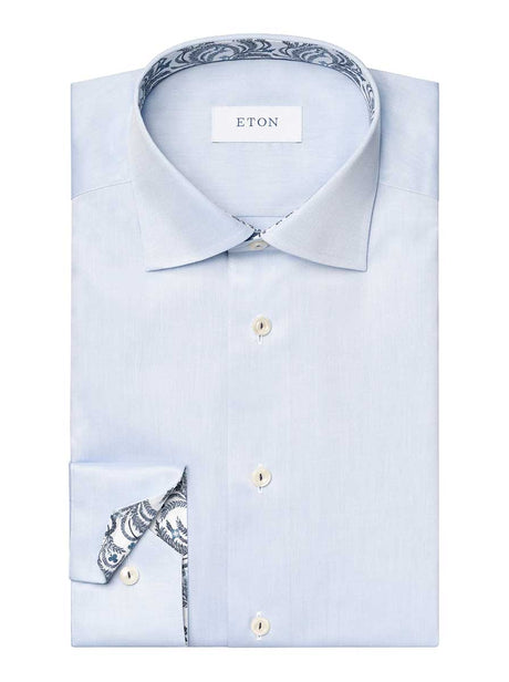 Eton Shirts Eton - Blue Floral Effect Signature Twill Shirt