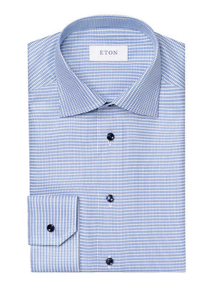 Eton Shirts Eton - Blue Houndstooth Check Shirt