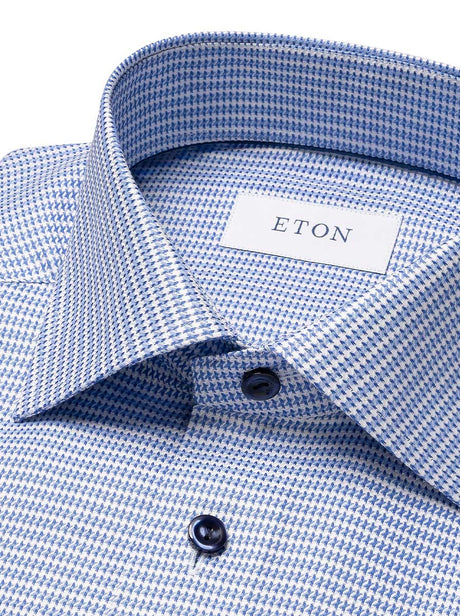 Eton Shirts Eton - Blue Houndstooth Check Shirt