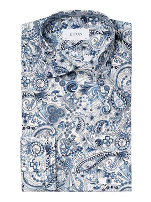 Eton Shirts Eton - Blue Motif Print Shirt