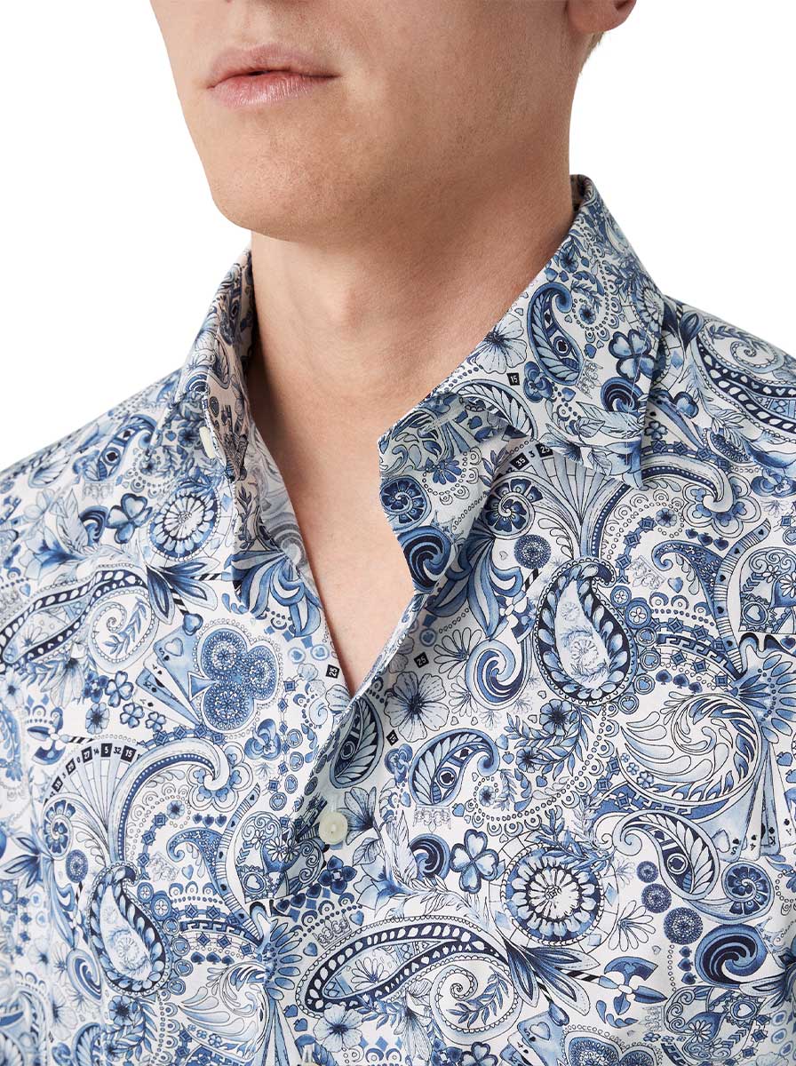 Eton Shirts Eton - Blue Motif Print Shirt