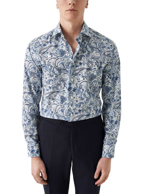 Eton Shirts Eton - Blue Motif Print Shirt