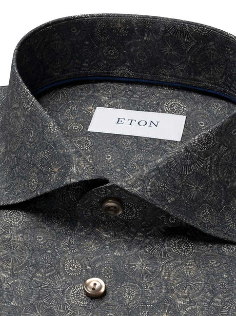 Eton Shirts Eton - Brown Motif Print Signature Twill Shirt