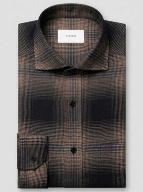 Eton Shirts Eton - Flannel Brown Plaid Shirt