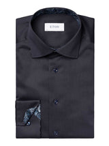 Eton Shirts Eton - Navy Floral Effect Signature Twill Shirt