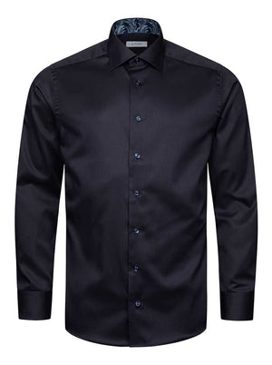 Eton Shirts Eton - Navy Floral Effect Signature Twill Shirt