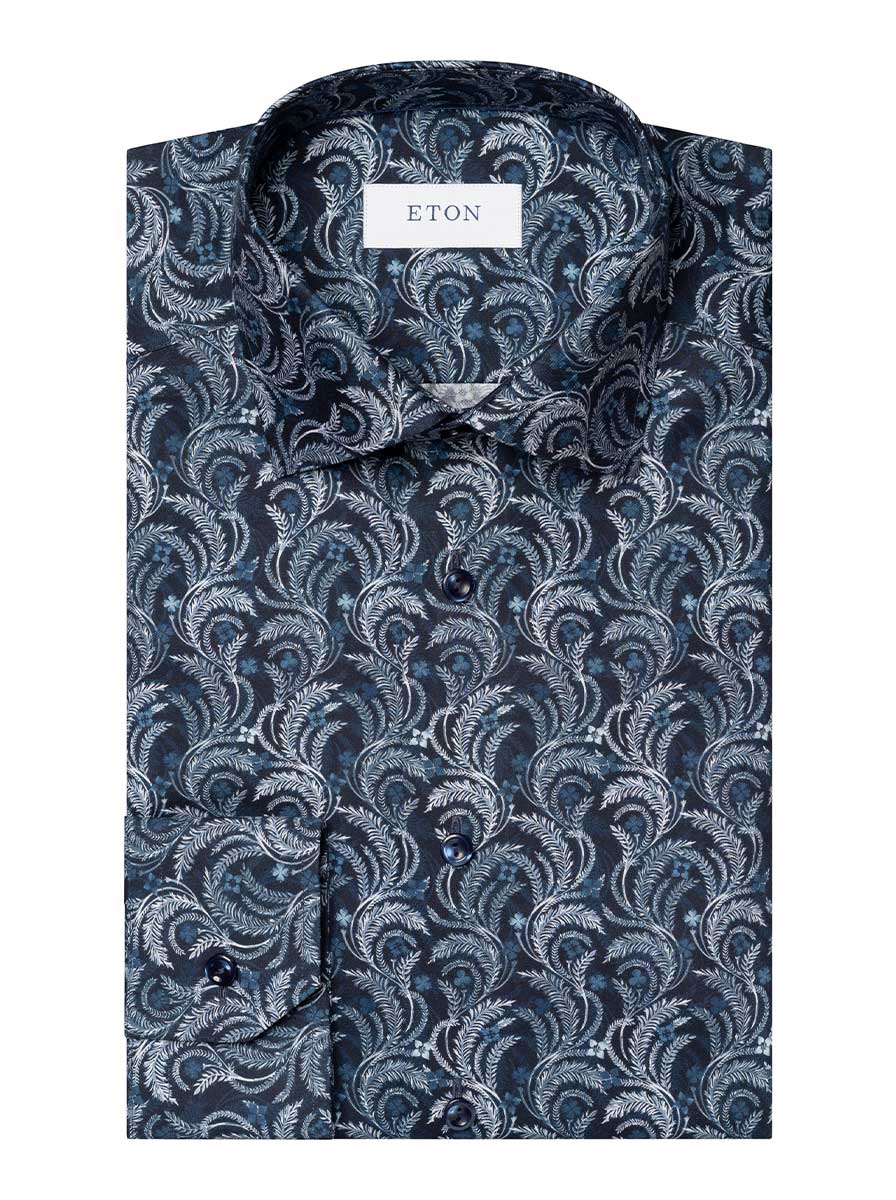 Eton Shirts Eton - Navy Floral Print Shirt